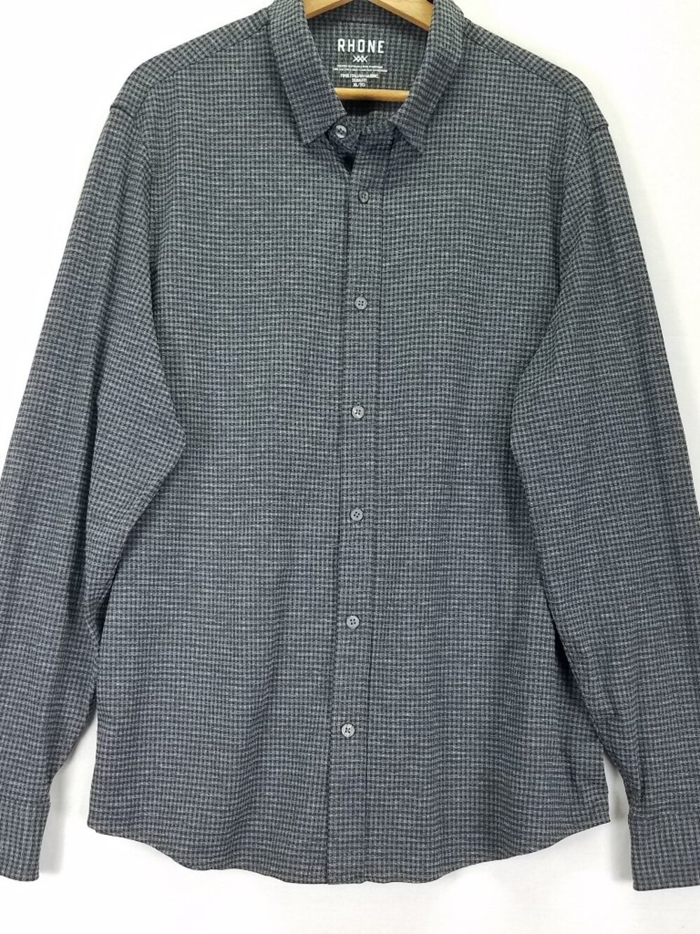 Rhone Men XL Commuter Button Down Shirt Gray Performance Stretch Long Sleeve